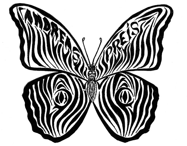 mariposa en blanco y negro
